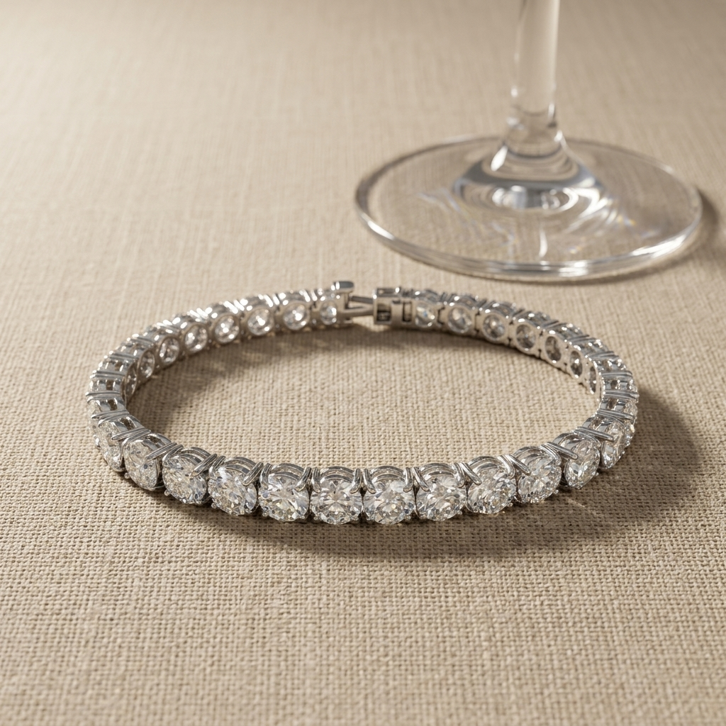 17ctw Round Lab Grown Diamond 14kt White Gold Bracelet