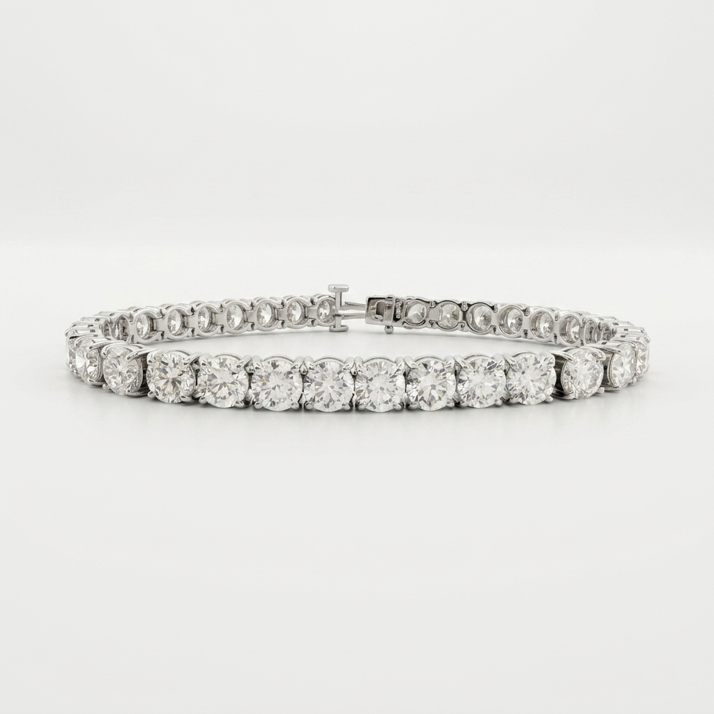 17ctw Round Lab Grown Diamond 14kt White Gold Bracelet