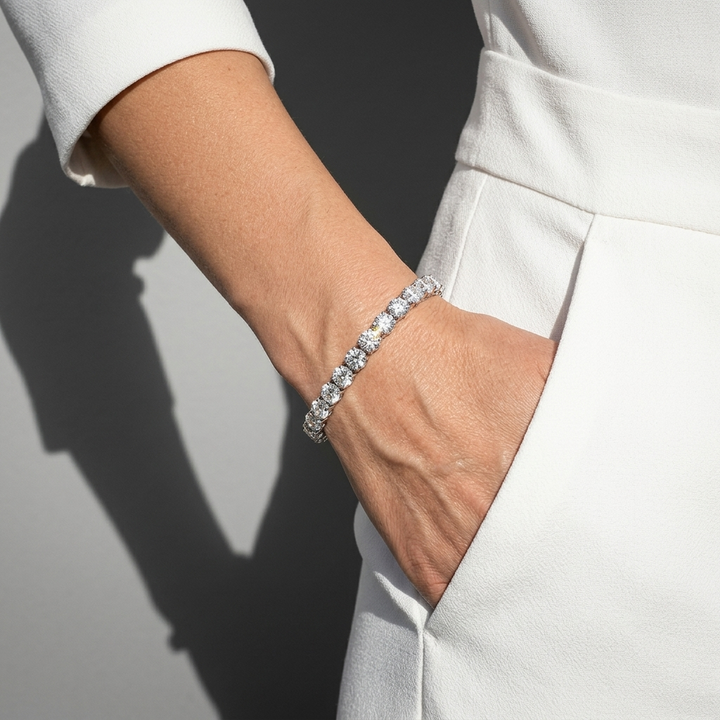 17ctw Round Lab Grown Diamond 14kt White Gold Bracelet
