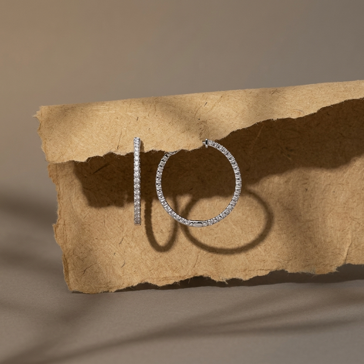 Chic 1.00ctw diamond inside-out hoop earrings, combining classic style with brilliant sparkle