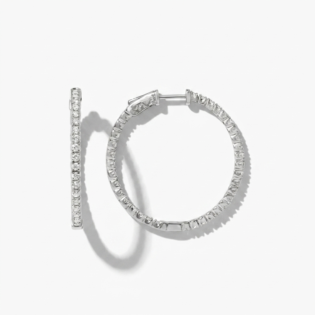 Chic 1.00ctw diamond inside-out hoop earrings, combining classic style with brilliant sparkle