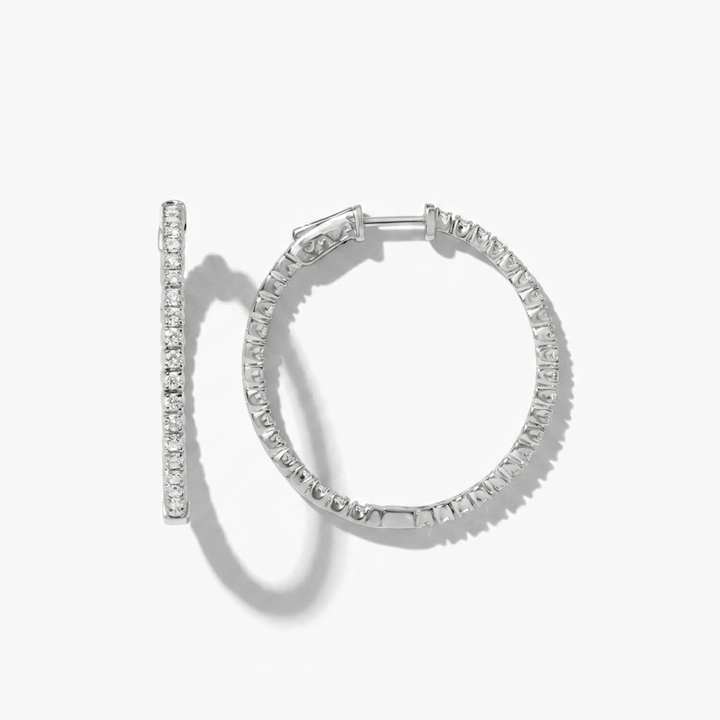 Chic 1.00ctw diamond inside-out hoop earrings, combining classic style with brilliant sparkle