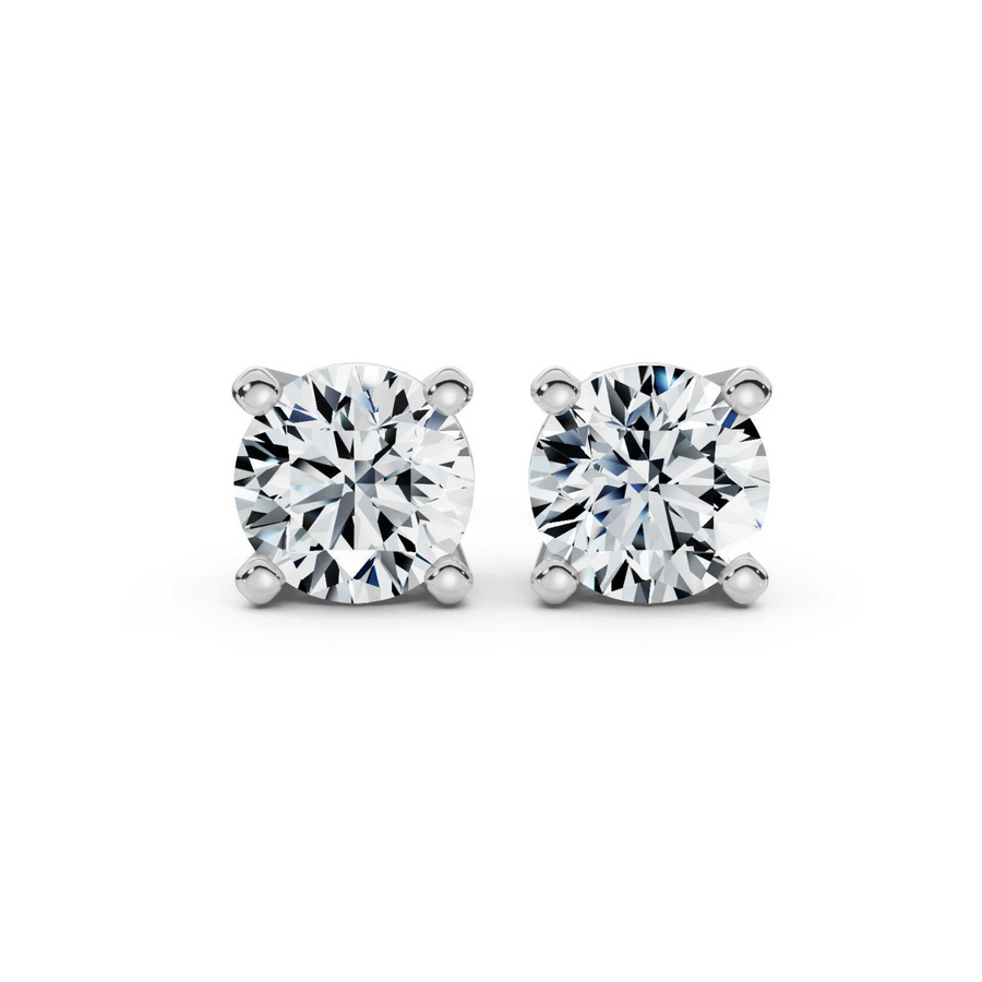 Chic 1.00ctw round diamond lab grown stud earrings, featuring brilliant eco-friendly diamonds set in a classic four-prong setting, ideal for adding a touch of elegance to everyday wear.