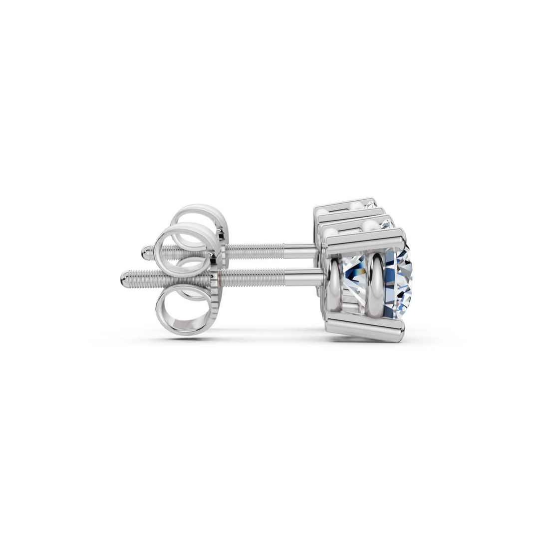 Chic 1.00ctw round diamond lab grown stud earrings, featuring brilliant eco-friendly diamonds set in a classic four-prong setting, ideal for adding a touch of elegance to everyday wear.