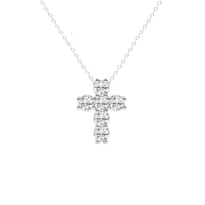 1.00ctw Diamond Cross White Gold Necklace