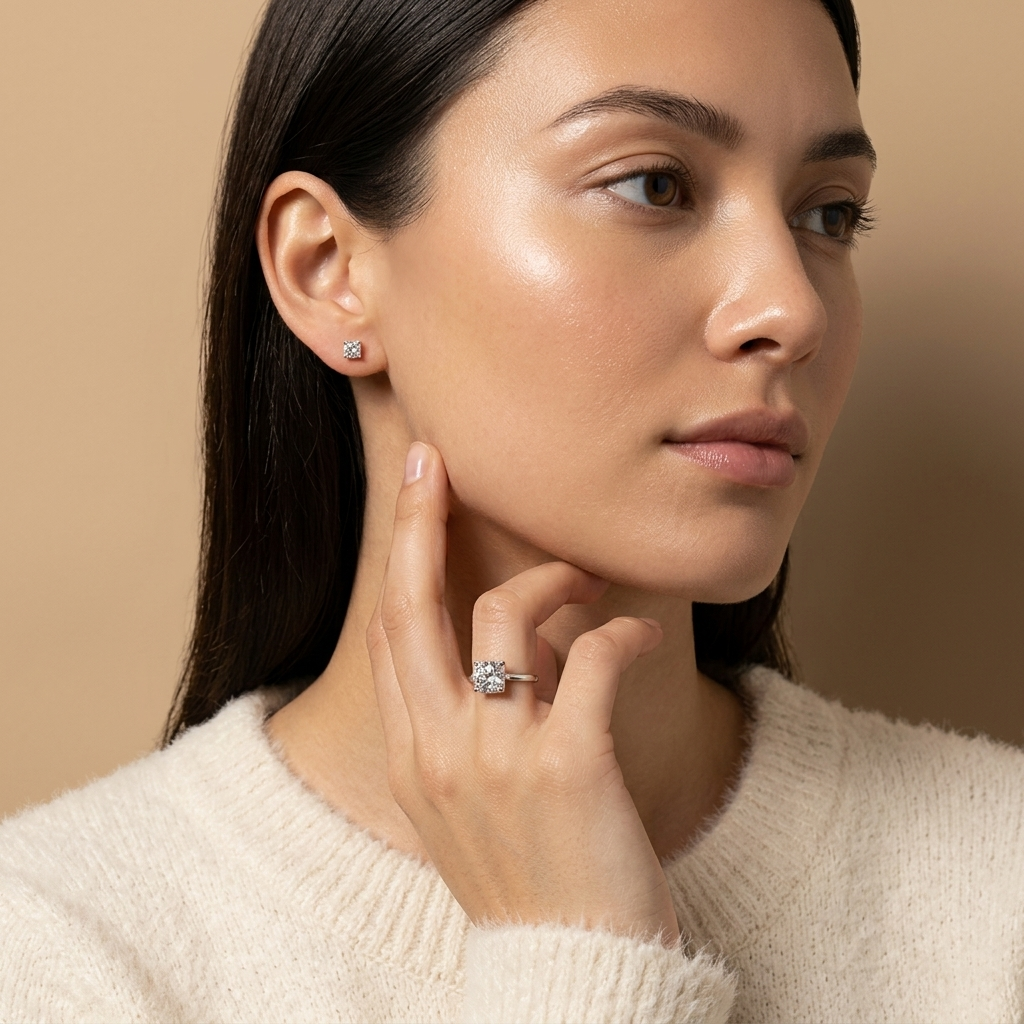 1.00ctw Round Diamond Lab Grown Stud Earrings