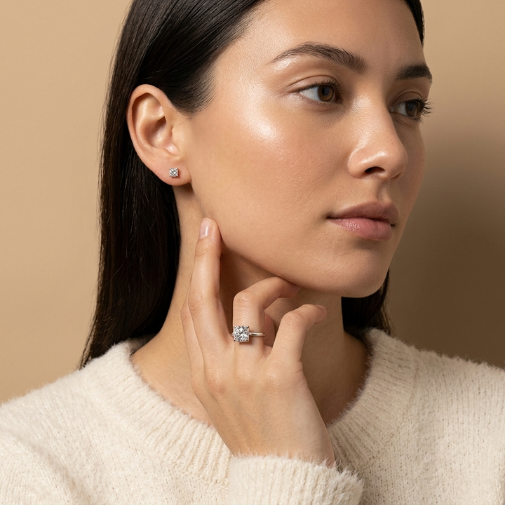 1.00ctw Round Diamond Lab Grown Stud Earrings