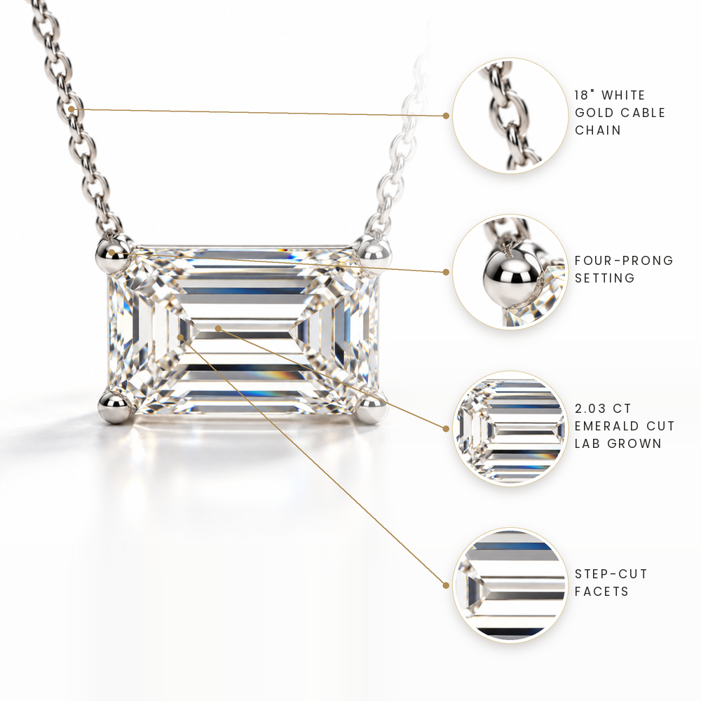 2.03cts Emerald Cut  Lab Grown Diamond Set Necklace