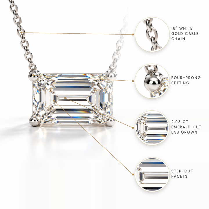 2.03cts Emerald Cut  Lab Grown Diamond Set Necklace