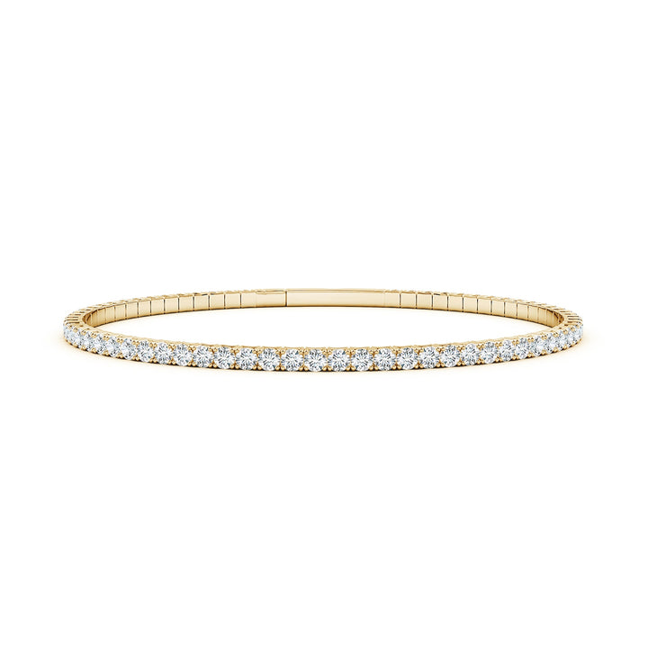 2.40ctw Diamond Flexible Yellow Gold Bangle