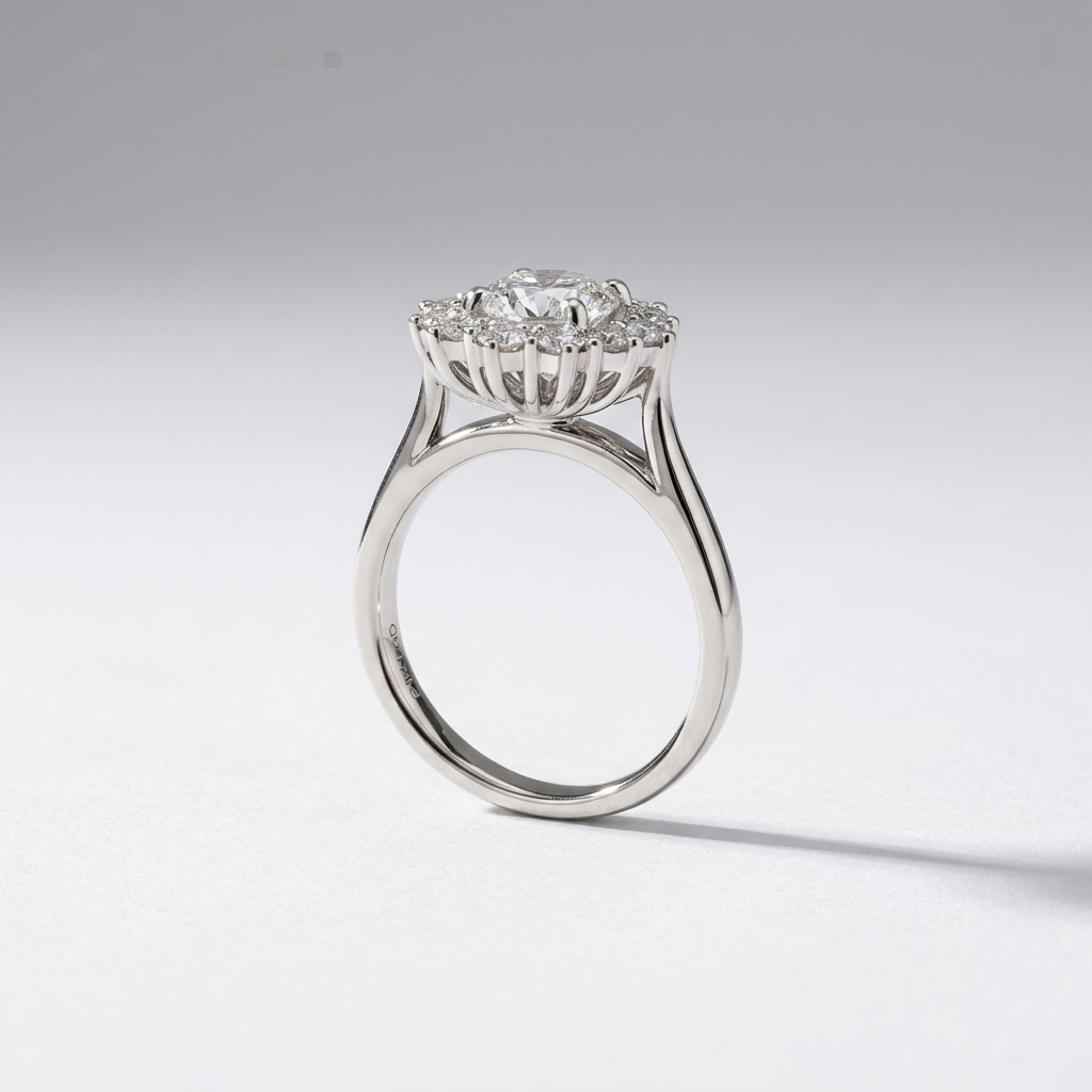 2.65cts Oval Lab Grown Diamond Halo White Gold Ring