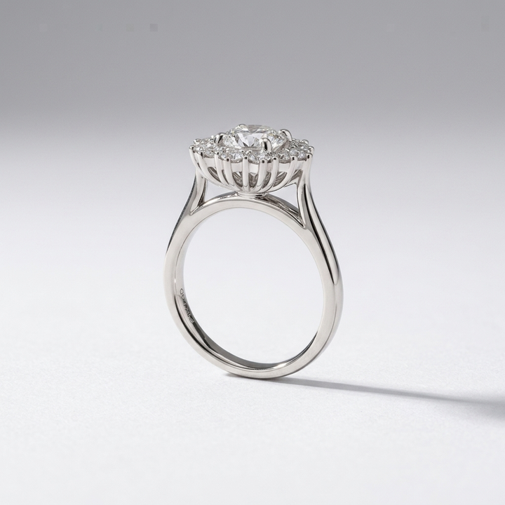 2.65cts Oval Lab Grown Diamond Halo White Gold Ring