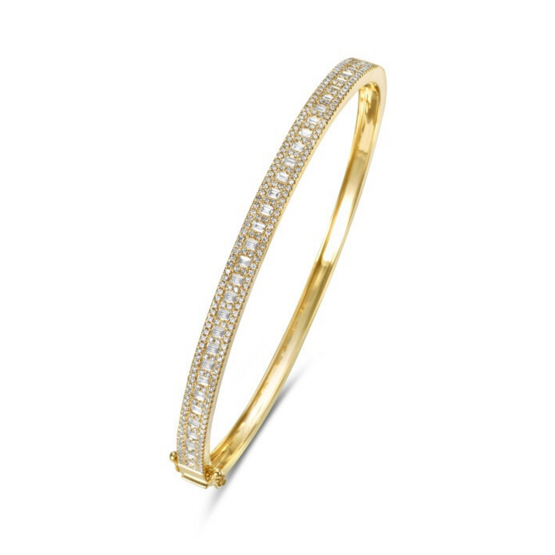 Diamond Baguette Border Bangle