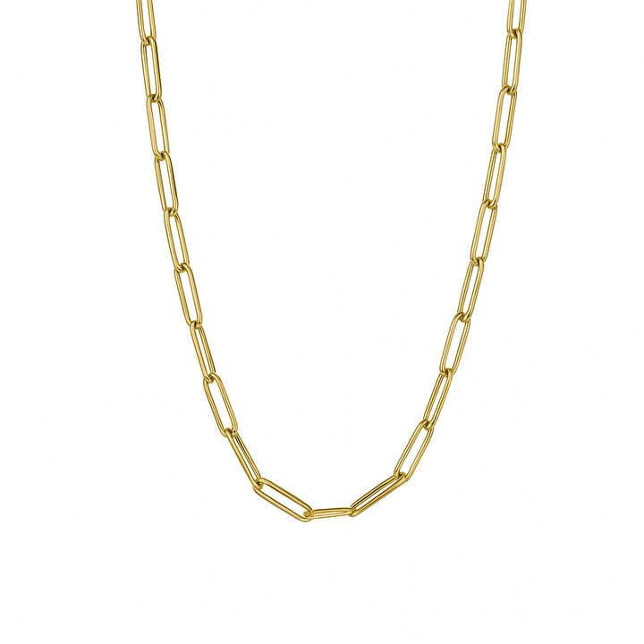 Petite Paper Clip Yellow Gold Necklace - 20 Inch