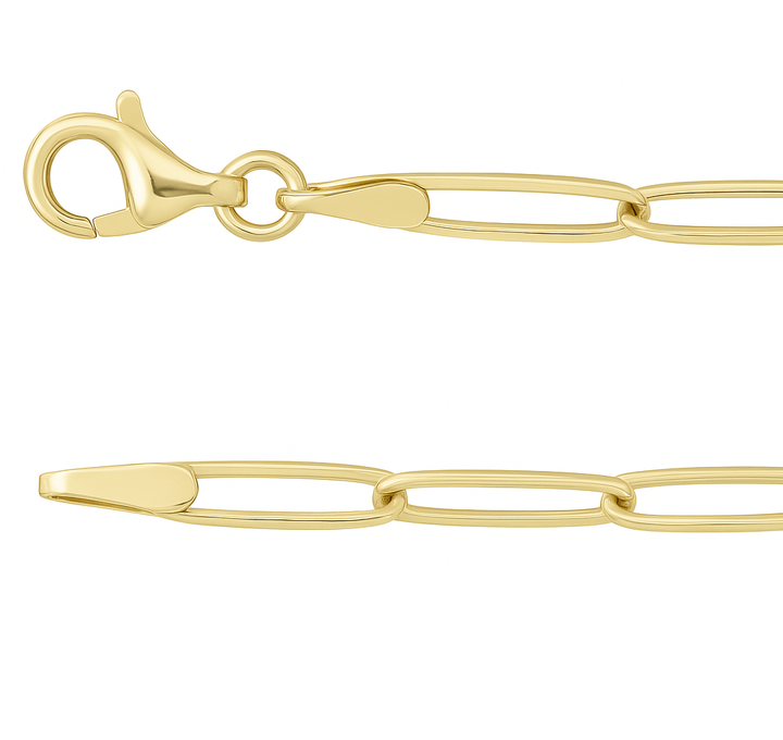 Petite Paper Clip Yellow Gold Necklace - 20 Inch