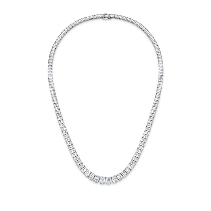 29ctw Emerald Cut Lab Grown Diamond Tennis Necklace