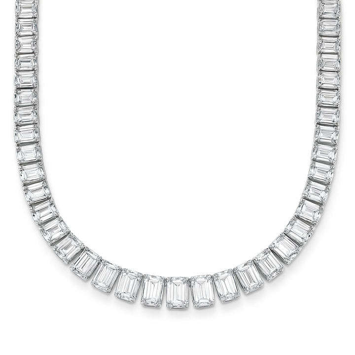 29ctw Emerald Cut Lab Grown Diamond Tennis Necklace