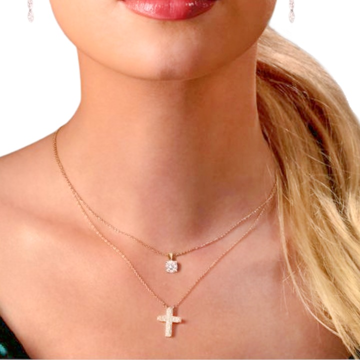 0.45ctw Pave' Diamond Cross Necklace