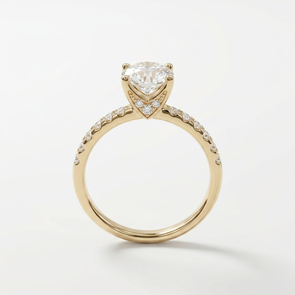 2.00cts Oval Lab Grown Accented 14kt Yellow Gold Ring