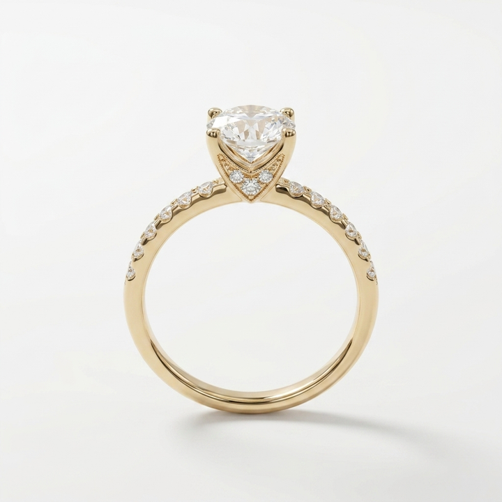 2.00cts Oval Lab Grown Accented 14kt Yellow Gold Ring