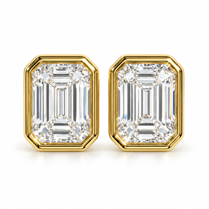 2.00ctw Emerald Diamond Lab Grown Bezel Set Stud Earrings