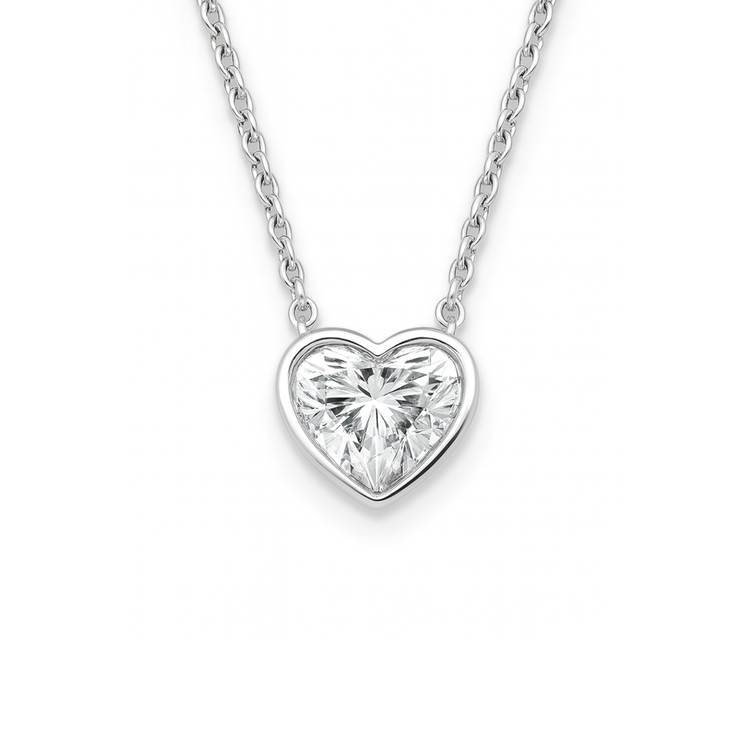 Heart Shape Lab Grown Diamond Bezel Set Necklace