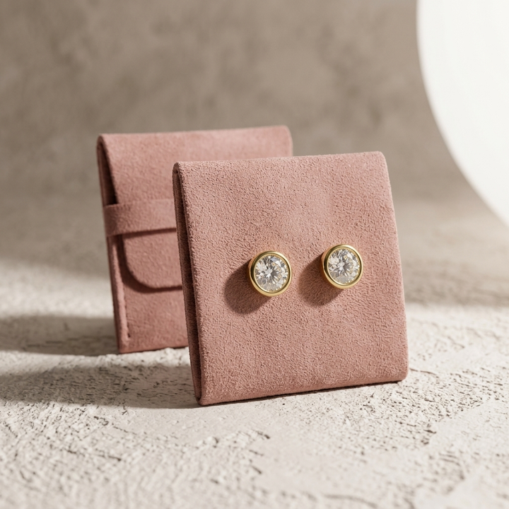 Classic 2.00ctw round-cut lab grown diamond bezel-set stud earrings, a timeless classic for everyday elegance