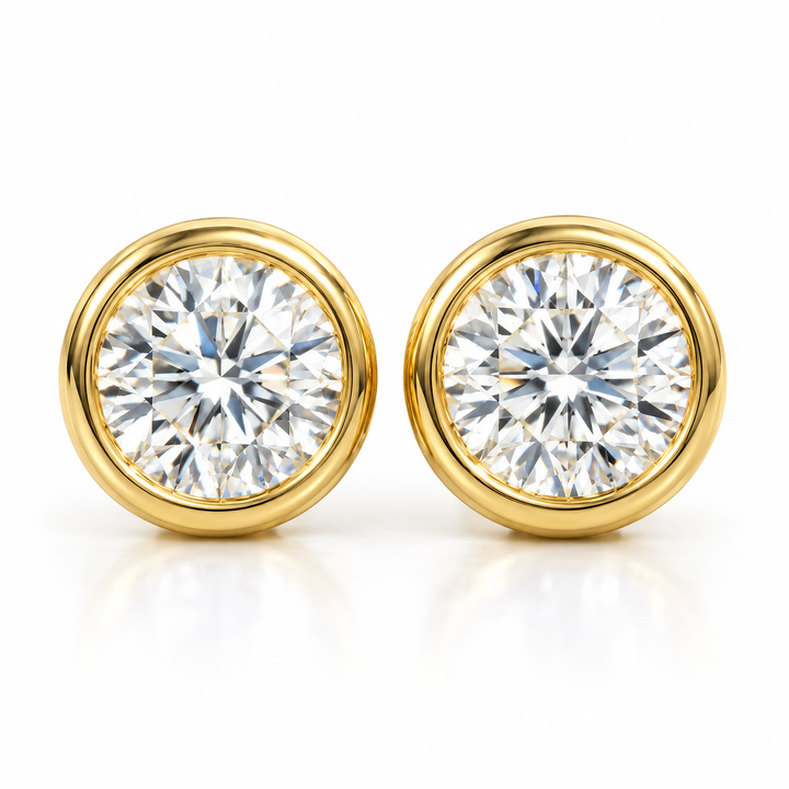 2.00ctw Round Diamond Lab Grown Bezel Set Stud Earrings