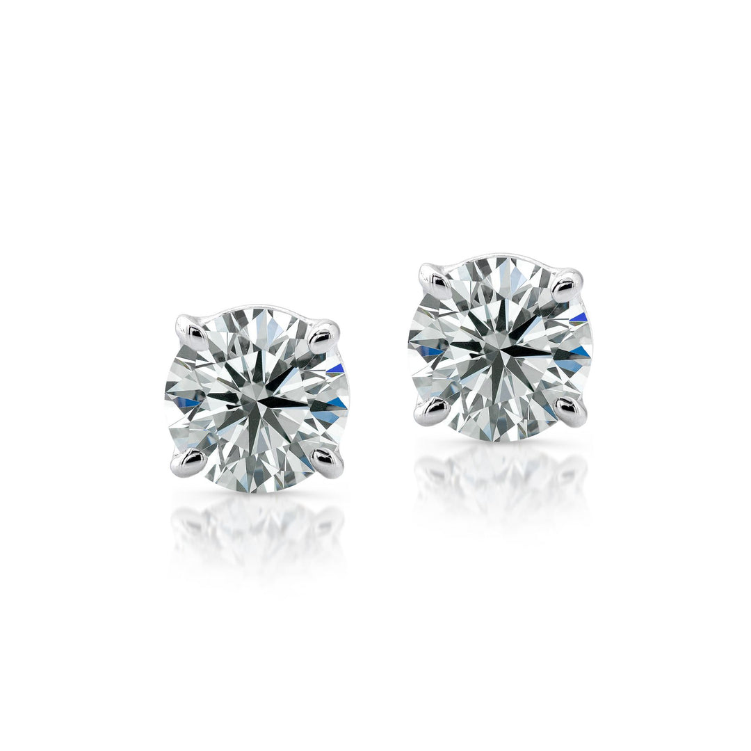 Dazzling 3.00ctw round diamond natural stud earrings featuring brilliant-cut diamonds set in classic prong settings. Timeless elegance for any occasion.