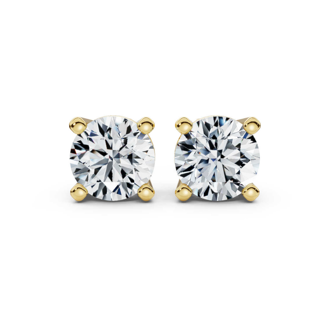 Classic 2.00ctw round diamond lab grown stud earrings featuring sparkling, eco-conscious diamonds set in a timeless four-prong setting, perfect for adding elegance to any look.