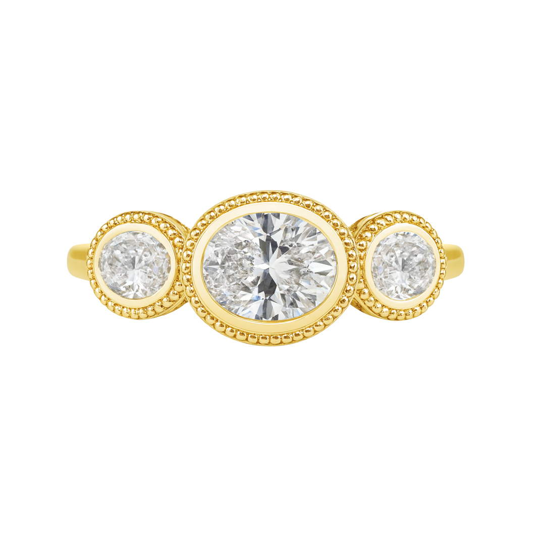 3 Oval Diamond Bezel Set Band