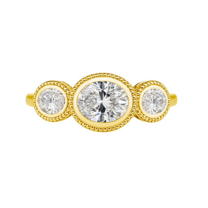 3 Oval Diamond Bezel Set Band