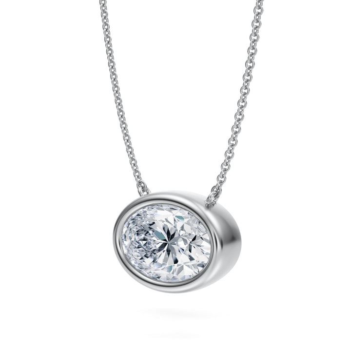 Oval Cut Lab Grown Diamond Bezel Set Necklace