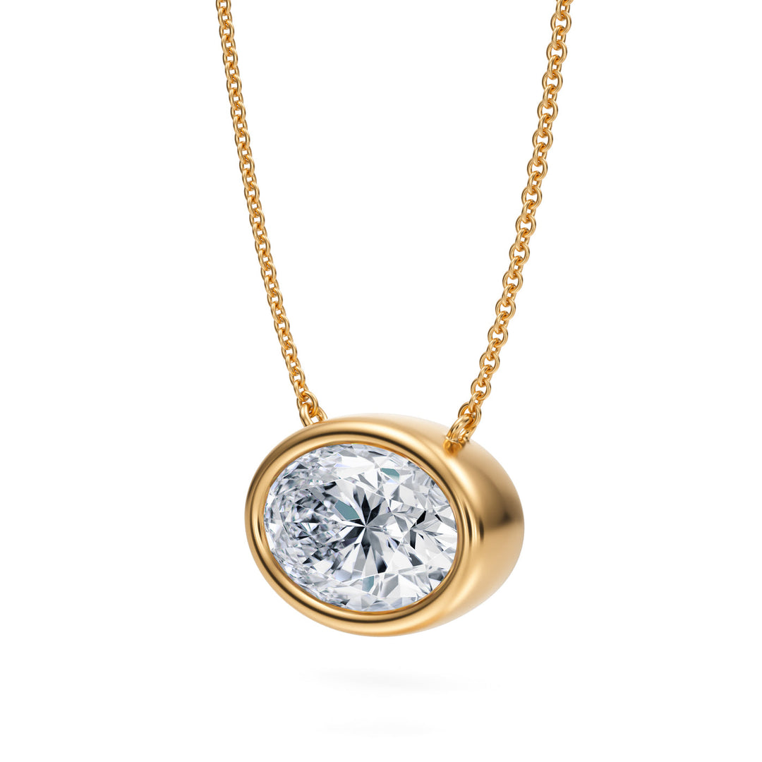 Oval Cut Lab Grown Diamond Bezel Set Necklace