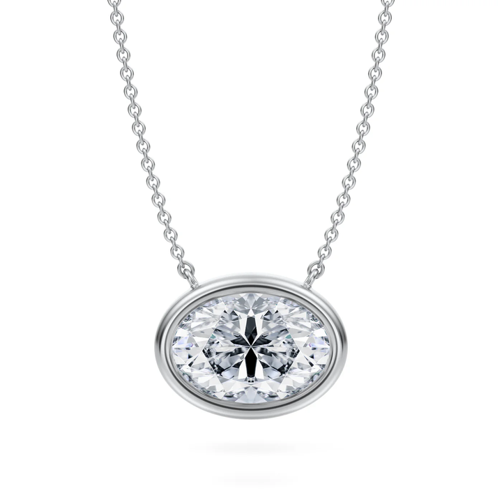 Oval Cut Lab Grown Diamond Bezel Set Necklace
