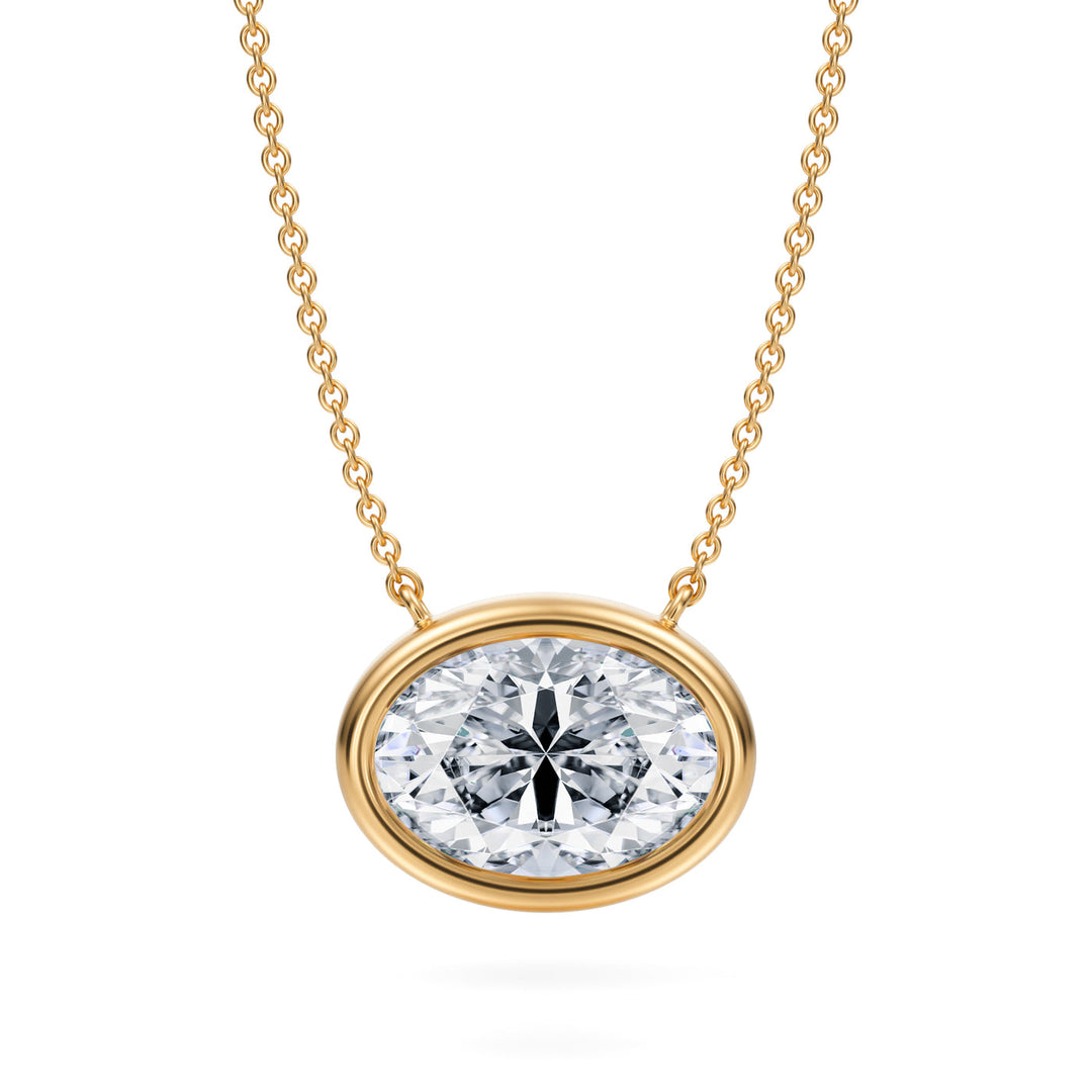 Oval Cut Lab Grown Diamond Bezel Set Necklace