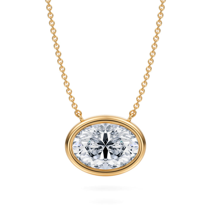 Oval Cut Lab Grown Diamond Bezel Set Necklace