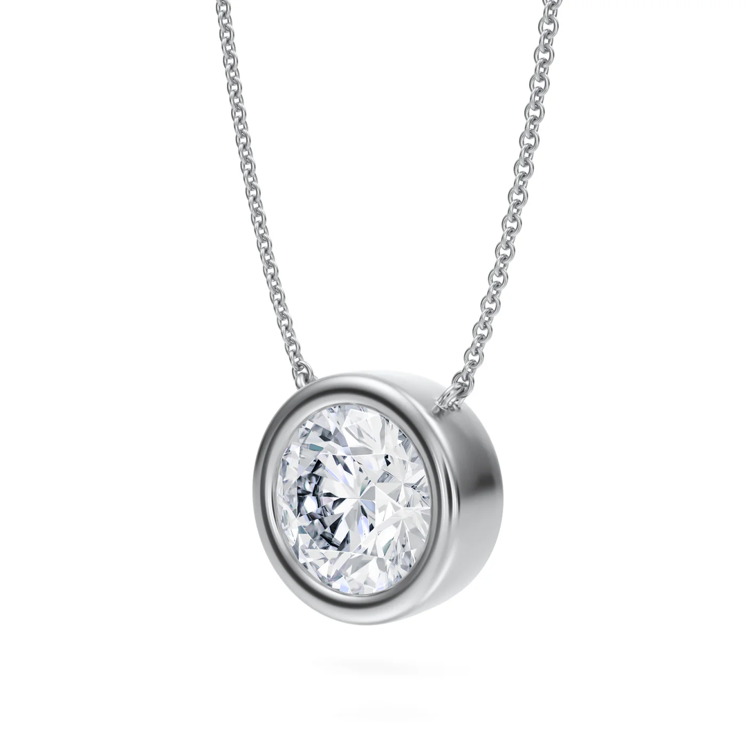 Round Lab Grown Diamond Bezel Set Necklace