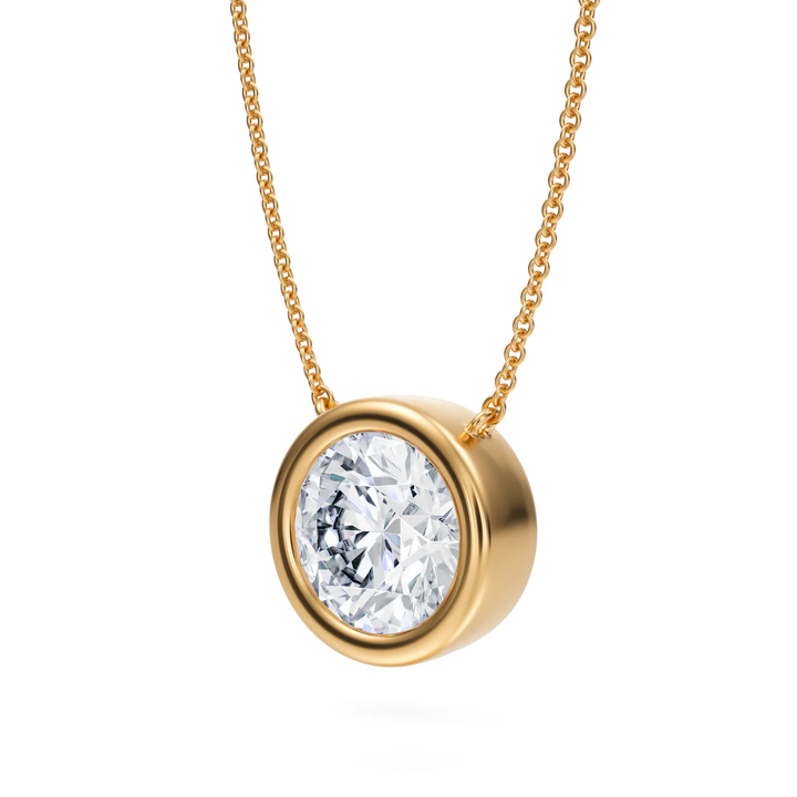 Round Lab Grown Diamond Bezel Set Necklace