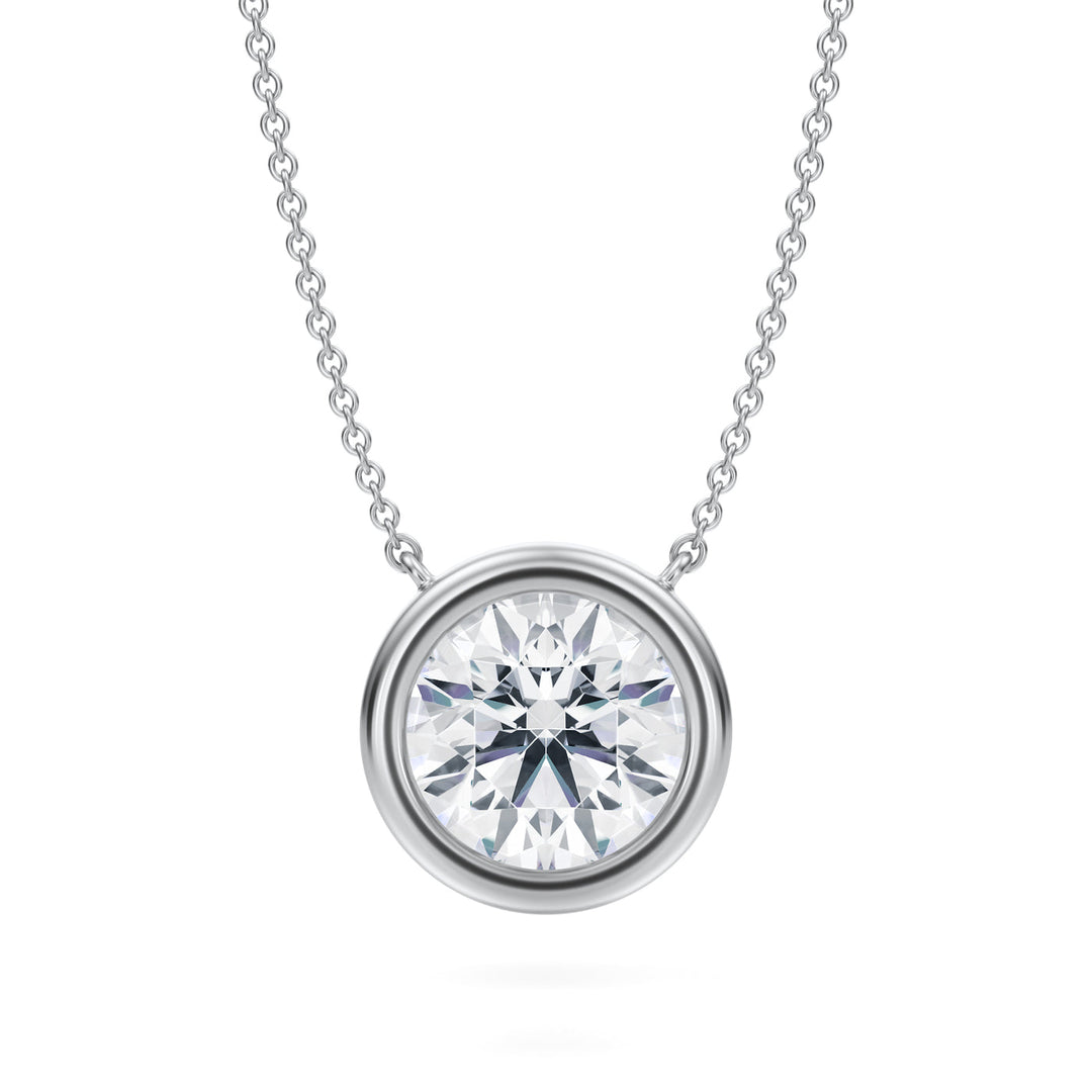 Round Lab Grown Diamond Bezel Set Necklace