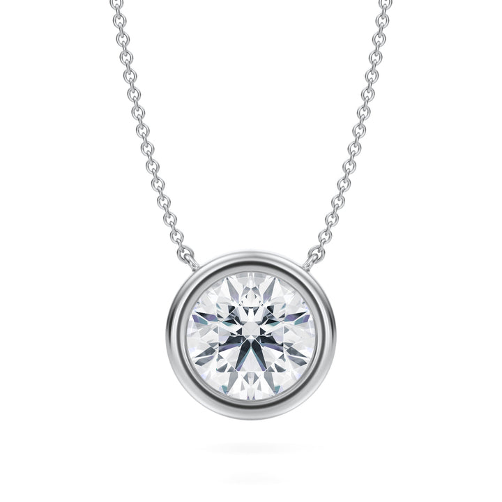 Round Lab Grown Diamond Bezel Set Necklace