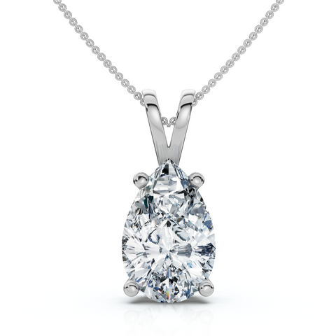 3.21cts Lab Grown Pear Shaped Solitaire Necklace