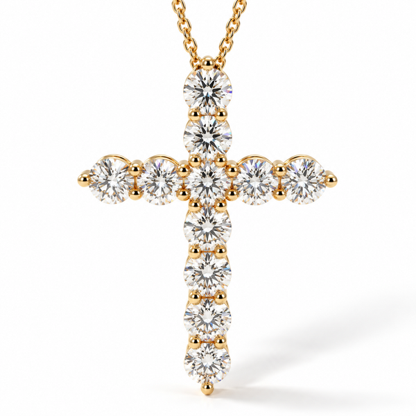 3.34ctw Diamond Lab Grown Cross Gold Necklace