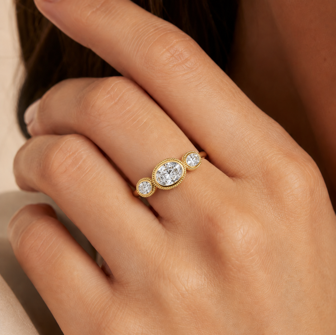 3 Oval Diamond Bezel Set Band