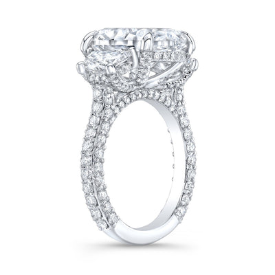 3 Stone - Pave' - Oval Engagement Ring