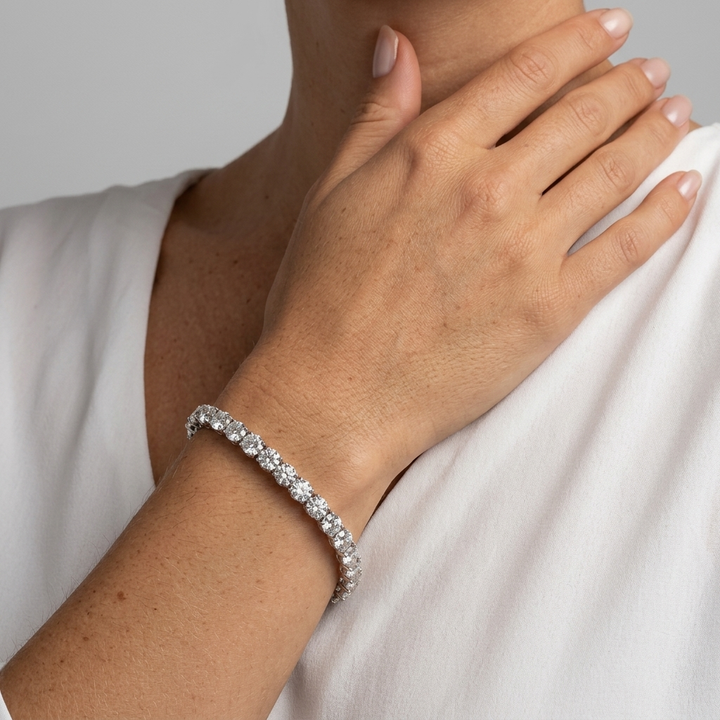 17ctw Round Lab Grown Diamond 14kt White Gold Bracelet