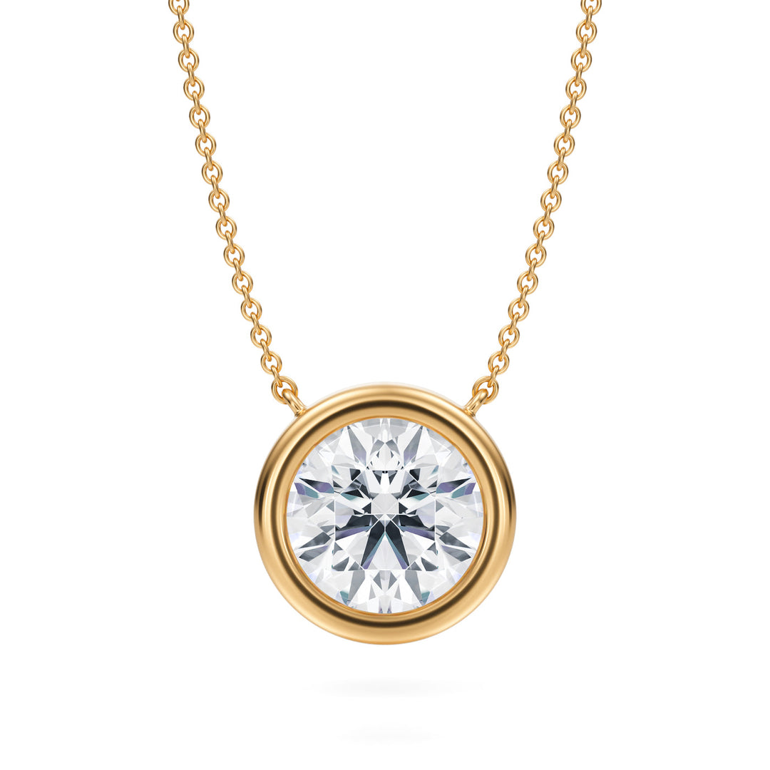 Round Lab Grown Diamond Bezel Set Necklace