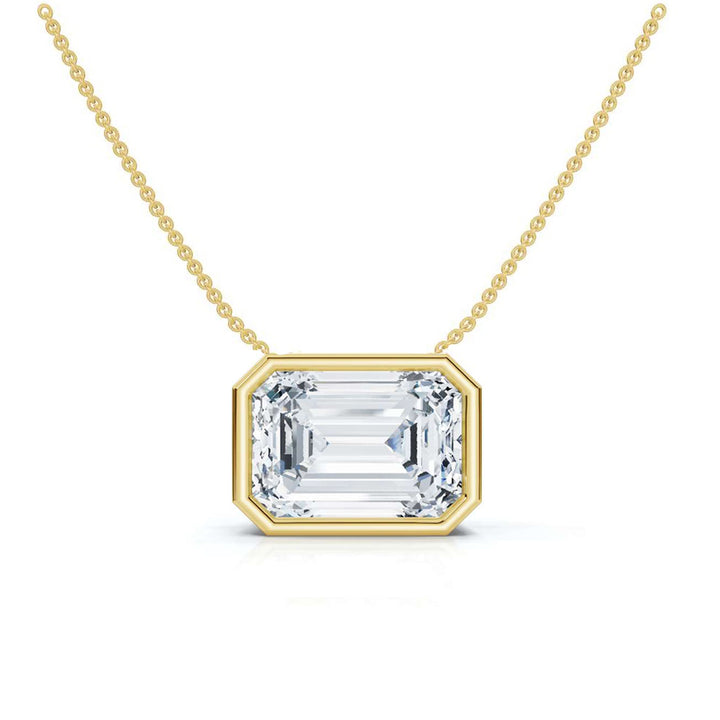 3.00cts Emerald Cut  Lab Grown Diamond Bezel Set Necklace