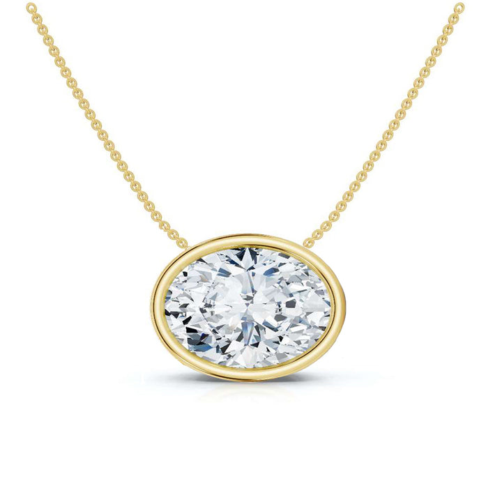 3.00cts Oval Lab Grown Diamond Bezel Set Necklace