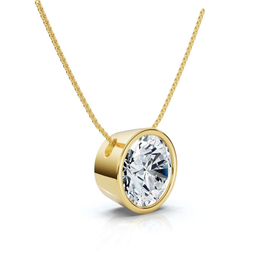 3.00cts Round Lab Grown Diamond Bezel Set Necklace
